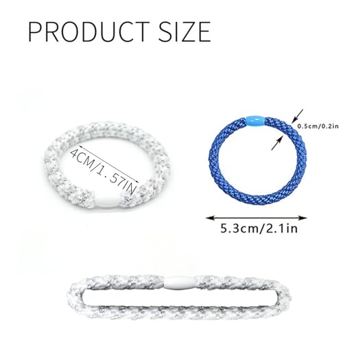 10-Piece Hair Ties: Soft Knitted Hair Tie for Thick/Coarse/Curly Hair. Gentle Hair Ties No Damage—Secure & Protect Strands (Blue) - color: Blue