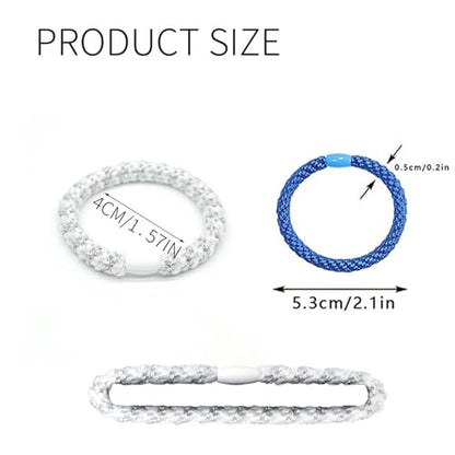10-Piece Hair Ties: Soft Knitted Hair Tie for Thick/Coarse/Curly Hair. Gentle Hair Ties No Damage—Secure & Protect Strands (Blue) - color: Blue
