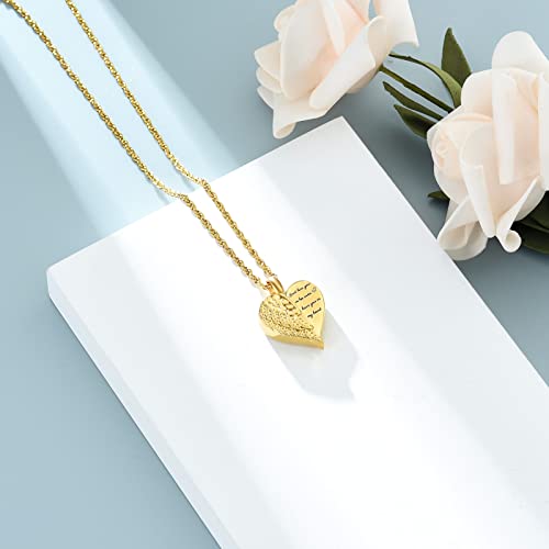shajwo Cremation Heart Urn Necklace Ashes Jewelry for Women Men Keepsake Pendant Memorial Locket Ash Holder - color: Wing-Gold
