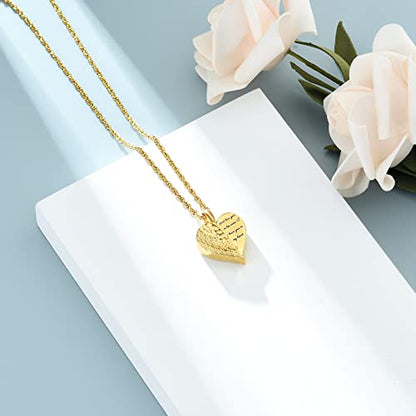 shajwo Cremation Heart Urn Necklace Ashes Jewelry for Women Men Keepsake Pendant Memorial Locket Ash Holder - color: Wing-Gold