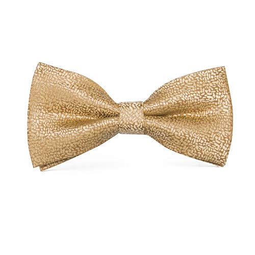 Hi-Tie 5Pcs Mens Solid Color Silk Tie Satin Pretied Bowtie Lapel Pin for Men Handkerchief Cufflink Wedding Gift Box - color: A Gold