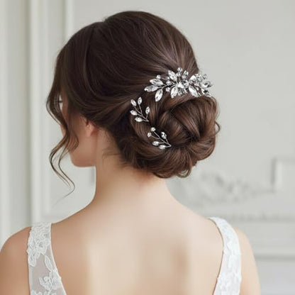 7 Pcs Silver Rhinestone Bridal Hair Pin Clip Sparkly Crystal Wedding Headpieces for Brides Bridesmaids Women Girls(Silver Rhinestone) - color: Silver Rhinestone