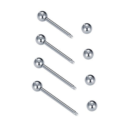 VCMART Nipple Rings Tongue Rings Stainless Steel 14G Straight Barbells Piercing Jewelry 12mm,14mm,16mm,18mm - color: 1 -silver