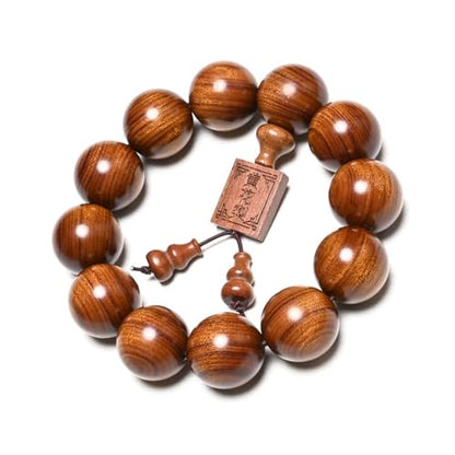 Natural Wooden Bracelet Adult Spring Bracelet Bead Dia. 0.8 inch 12 Beads 1pc - style: LightBrown