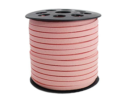 5mm Faux Suede Leather Cord String for Jewerly Making 40 Yards Pink Bracelet Cords Flat Thin Leather Lace Thread for Necklace-Chocker & DIY Projects - size: 40 Yards Pink