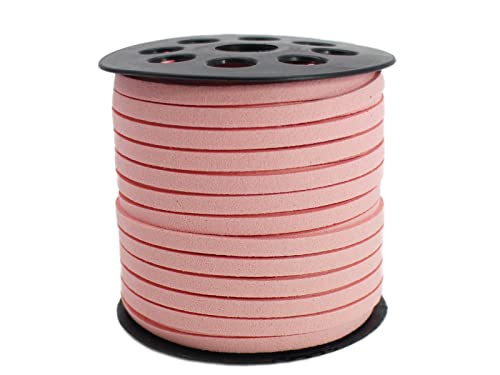 5mm Faux Suede Leather Cord String for Jewerly Making 40 Yards Pink Bracelet Cords Flat Thin Leather Lace Thread for Necklace-Chocker & DIY Projects - size: 40 Yards Pink