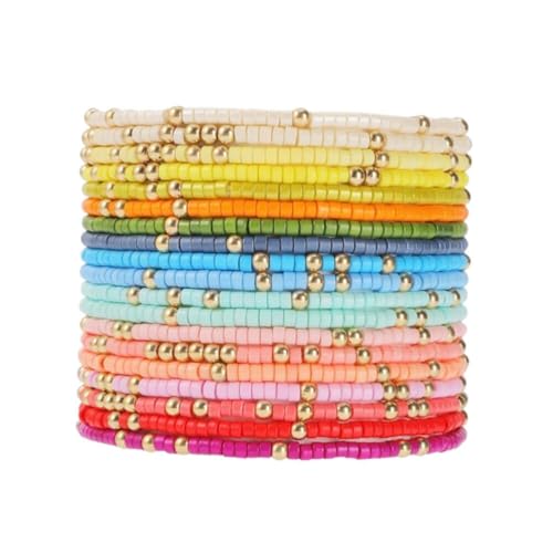 18Pcs Boho Stackable Beaded Bracelets for Women Colorful Handmade Multilayered Rice Beads Anklets Set Summer Beach Bohemian Jewelry Gift - color: Style 2 Multicolor
