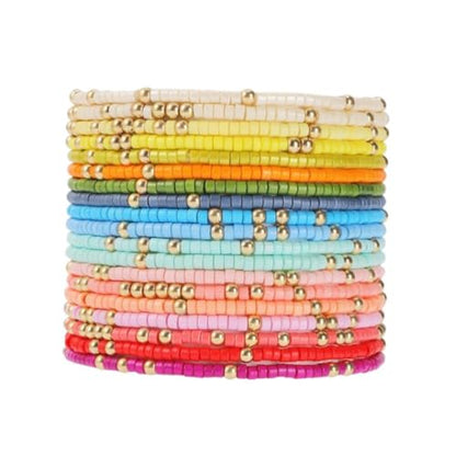 18Pcs Boho Stackable Beaded Bracelets for Women Colorful Handmade Multilayered Rice Beads Anklets Set Summer Beach Bohemian Jewelry Gift - color: Style 2 Multicolor
