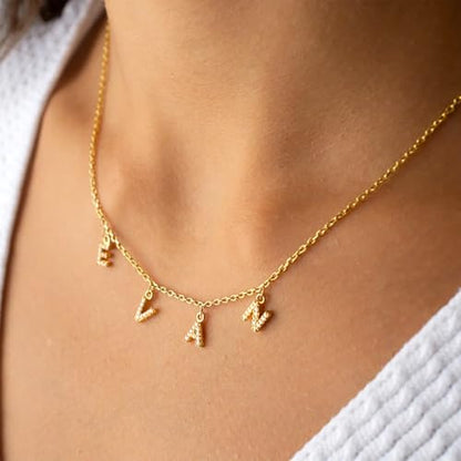 TRANGEL ProJewelry Gift for Christmas, Personalized Initial Necklaces for Women,Custom Name Necklace with Shiny Zircon,Dainty A-Z Pendant Letter Charm Necklace,Trendy Gold Jewelry Gift