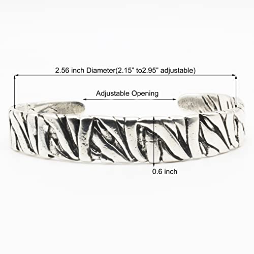 Innocence S925 Silver-Plated Antique Wide Feather Cuff Bracelet For Men Women Adjustable Retro Twisted Feathers Bracelets Gift Jewelry - color: Wide Braid