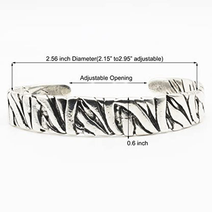 Innocence S925 Silver-Plated Antique Wide Feather Cuff Bracelet For Men Women Adjustable Retro Twisted Feathers Bracelets Gift Jewelry - color: Wide Braid