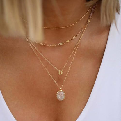 Initial Necklaces for Women Bubble Gold Silver Letter Necklace Dainty Personalized Charm Pendant Name Necklace Cute Non Tarnish Fashion Accessories Teen Gift Trendy Stuff Jewelry Gifts - color: Gold, style: O