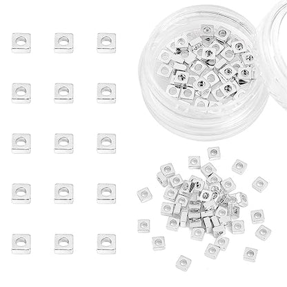 Silver Plated Square Spacer Beads 3x1.5mm 50pcs for Jewelry Making Findings Non Tarnish - color: Silver, size: 3x1.5mm Square