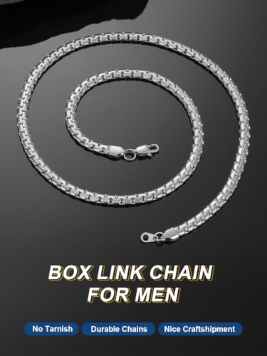 ChainsPro Stainless Steel Chains for Pendants, Flat Box Chain for Mens | Hypoallergenic Unisex Box Chain, Daily Wear Essential Necklaces for Pendant, Black/Silver/Gold Plated, Waterproof, No Tarnish - color: Silver Plated