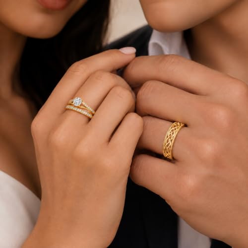 3Piece Moissanite Ring Set for Couples 925 10K 14K 18K Moissanite Wedding Ring - style: Ring