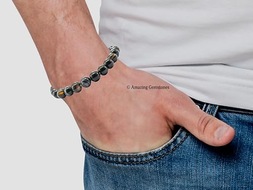 Amazing Gemstone Black Sulemani Hakik Crystal Bracelet for Women Men's Gifts - Protection Healing Crystal Bracelet - 8mm Gemstone Beaded Stretchable Bracelet Pulseras Para Hombres Mujer Stocking Stuffers Mothers Day Gift - color: Black Sulemani Hakik