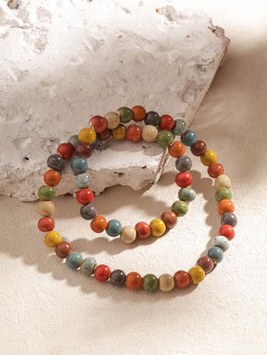 MINACHI Boho Colorful Ceramic Bead Wrap Strand Bracelet for Women, Bohemian Hippie Summer Jewelry Gift - color: S05