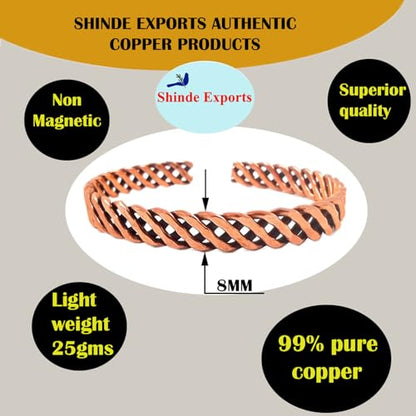 SHINDE EXPORTS pure copper bracelets cuf kada bangle for men and women - style: twisted 25gms