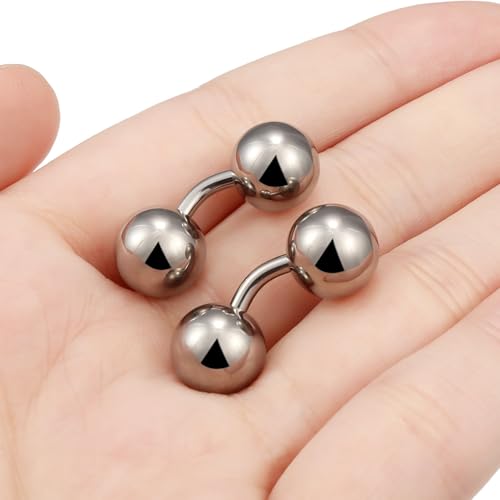 G23 Titanium 16G 14G 12G Big Piercing Balls PA Rings Piercing Jewelry Hypoallergenic Externally Threaded Curved Barbell VCH Piercing Jewelry Women Men 6mm 8mm 10mm Balls - style: 12G Titanium-6mm bars-10mm balls