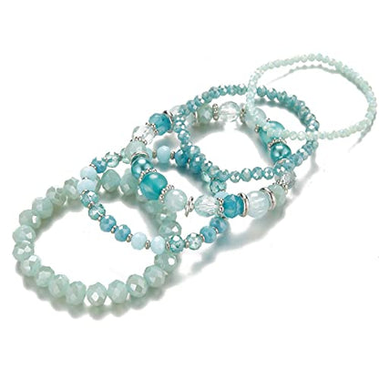 Noessla Beaded Boho Stretch Bracelet Colorful Stackable Crystal Beads Bracelets Trendy Costume Jewelry Mothers Day Gifts for Women - color: 21-Turquoise
