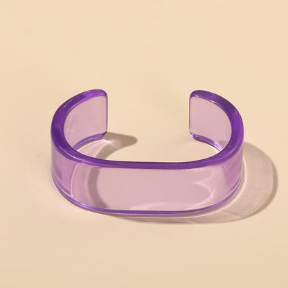 Acrylic Colorful Resin Open Bracelet Geometric Simple Transparent Wide Cuff Bangle for Women Lightweight Colorful Chunky Thick Thin Wide Face Resin Acrylic Cuff Bangle Jewelry - color: Purple