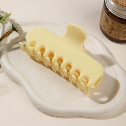 Ivyu 4-Inch Large Rounded Rectangle Hair Claw Clip for Women, Strong Hold | Smooth rounded teeth and a strong spring provide a secure hold for full updos on fine to medium hair. - color: Mlik yellow
