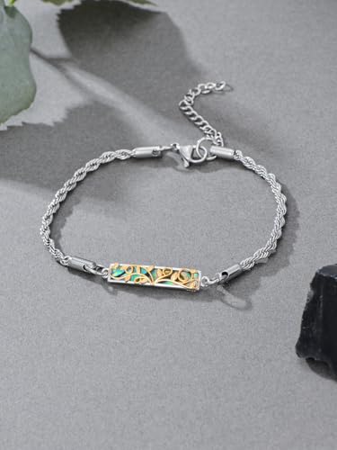Waves/Tree of Life/Mushrooms/Moon Phase/Butterfly/Hummingbird Bracelet/Anklet 925 Sterling Silver Adjustable Abalone Shell Bar Bracelet/Anklet Summer Jewelry Gifts for Women - color: Tree of Life, size: Bracele 7"+2"