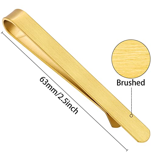2.2/2.5 Inch Tie Clips for Men in Gift Box, Tie Bar Clip Set for Mens Regular Tie or Traditional Tie, Birthday Anniversary Christmas Gift - size: 2.5 Inch, style: 4PCS-Gold Brushed