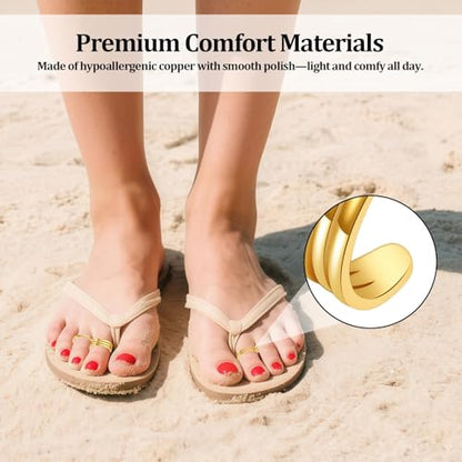 Toe Rings for Women,Gold Plated Stylish Adjustable Toe Band Rings, Summer Beach Foot Jewelry - Perfect for Vacation, Daily Wear - style: 3 Pcs