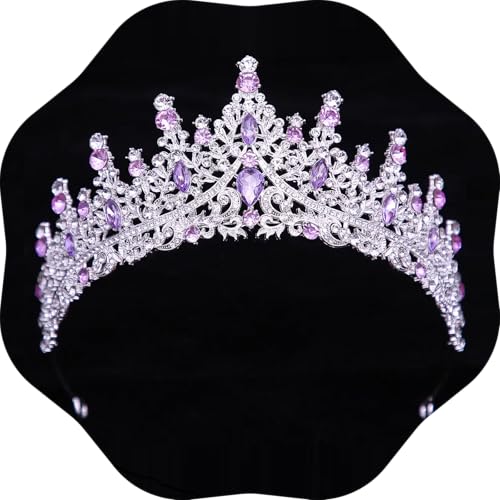 Tiaras and Crowns for Women Crystal Princess Tiaras Rhinestone Queen Crowns For Wedding Bridal Birthday Prom Pageant Party (Tiara 100) - color: Silver Purple