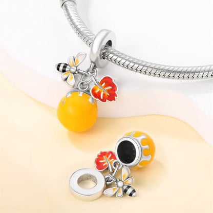 LNQOBU 925 Sterling Silver Charms for Bracelets Dangle Pendant fit Pandora Bracelets or Necklaces Jewelry Woman Gift Beads Charm (With one Spacer Beads) - style: Charm 604