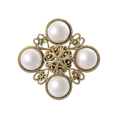 SHE'S FREE STYLE JUST FOR YOU Snail Brooches and pins for women, Sparkling Cubic Zirconia & Pearl Copper Pin, 2.36" Long Clasp Design Playful Jewelry Brooch - color: Gold/White