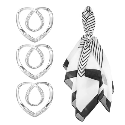 PATIKIL Silk Scarf Ring Clip, Heart T-shirt Tie Clips Scarves Pin Shawl Slide Buckles Fashion Metal Clothing Ring Wrap Holder for Women Jewelry Accessories Gift - color: Silver Tone