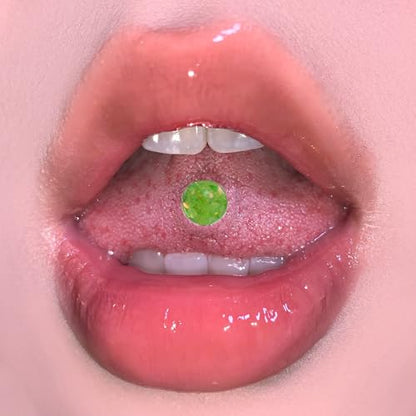 5Pcs Sequins Tongue Rings 14G Stainless Steel Barbell with Glitter Multi-Color Balls Straight Barbell Tongue Piercing Body Jewelry for Women