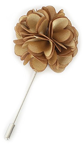 Gentleman's Essentials Premium Handmade Flower Lapel Pin Boutonniere - color: Champagne Gold [Camellia]