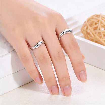Stacking Rings for Women Gold Plated Wavy Pinky Thumb Ring Stack Size 4-9 - color: Silver