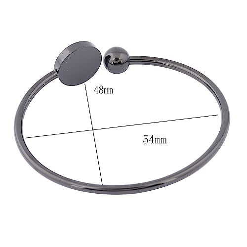 5pcs Stainless Steel Black Adjustable Bracelet Bezel Blanks Fit 12mm Cabochon Bangle Base Setting Trays DIY Jewelry Making - color: black