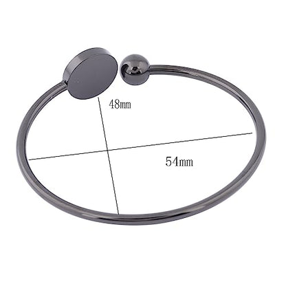 5pcs Stainless Steel Black Adjustable Bracelet Bezel Blanks Fit 12mm Cabochon Bangle Base Setting Trays DIY Jewelry Making - color: black