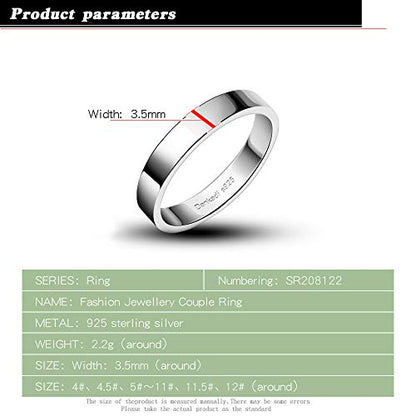 Dankadi Simple Fashion S925 Sterling Silver Ring Smooth Plain Dome Comfort Solid Silver Wedding Ring For Men & Women 3.5 mm 3-13# 24k Real Gold Plated Jewelry - color: classic style