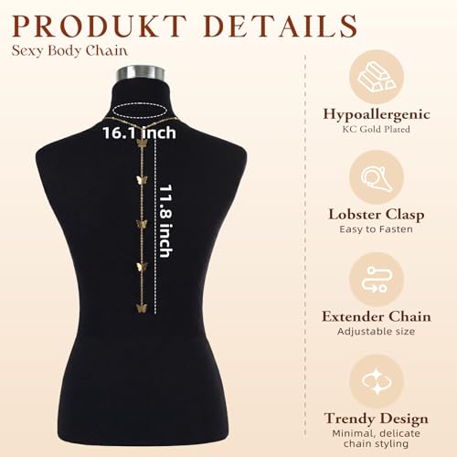 Gold Body Chain for Women, Adjustable Layered Beach Bikini Jewelry | Belly Chain, Waist Chain, Sexy Body Jewelry, Adjustable Fit, Back Chain, Beach Vacation, Festival & Concert - color: Gold-2