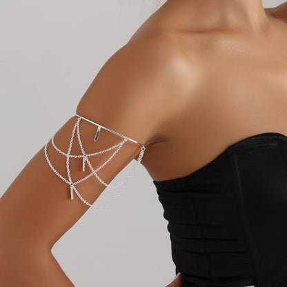 Harry and Henry Arm Cuff Gold Upper Arm Jewelry for Women Adjustable Open Cuff Bangle Bracelets Armband Jewelry Summer Outfits for Women 2026 - color: D:Silver Arm Cuff