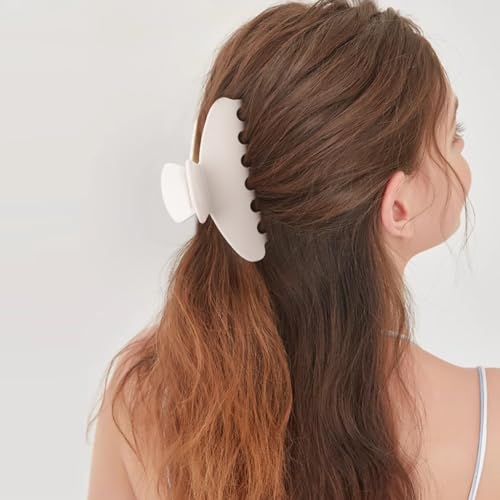 MAORULU Cute Claw Clip for Women – 4.3'' Large Acetate Hair Clips for Thick Thin Curly Long Hair, Durable Hair Clamps Non-slip Jaw Clip, Strong Hold, Stylish French Design (Cream White) - color: Cream White