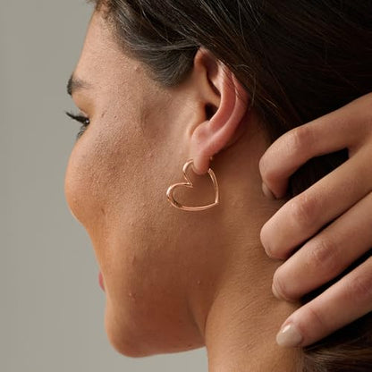 LLWOM Gold Huggie Earrings for Women-14k Gold/Silver/Rose/Black Plated Heart Hoop Earrings Hypoallergenic Lightweight Hoops Gifts - style: Rose Gold Heart