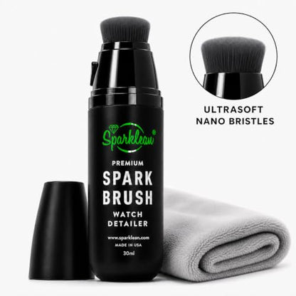 Sparklean SparkBrush Watch Cleaner - Pre-Filled Brush Kit, 200+ Cleans | Press, brush, rinse - pH-balanced ammonia-free formula safe on steel, gold, ceramic and vintage watches