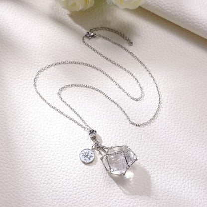 MIXJOY Black Obsidian Crystal Necklace for Women, Sun and Moon Celestial Pendant Protection Gift for Halloween Christmas - style: Clear Quartz Medium