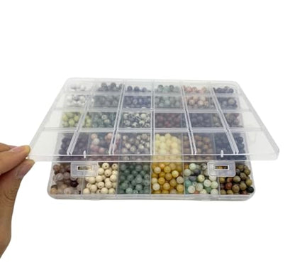 1200Pcs 6mm Natural Stone Beads,1mm Hole Adult for Jewelry Making - color: 6mm-24 Colors Materia-A