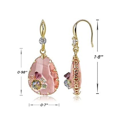 Crystal Teardrop Earrings 14K Gold Plated Dangle Earrings for Women
