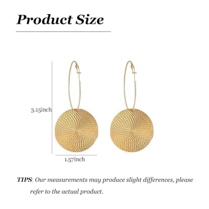 Gold Dangle Earrings for Women Long Statement Drop Boho Gold Chandelier Disc Tassel Earrings Dangle for Party Wedding Trendy Jewelry Gifts - color: A3-Gold Hoop