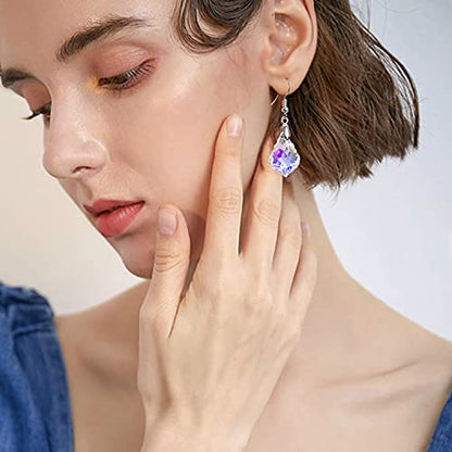 Unique Sparkly Multi-color Crystal Teardrop Dangle Drop Earrings Rainbow Crystal Geometry Earrings for Women Statement Chic Charm Jewelry Gifts - color: Colorful white