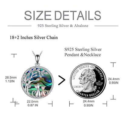 925 Sterling Silver Moon Black Cat Necklace for Women Cat Jewelry - style: D-2 Cat Tree of Life Abalone Necklace